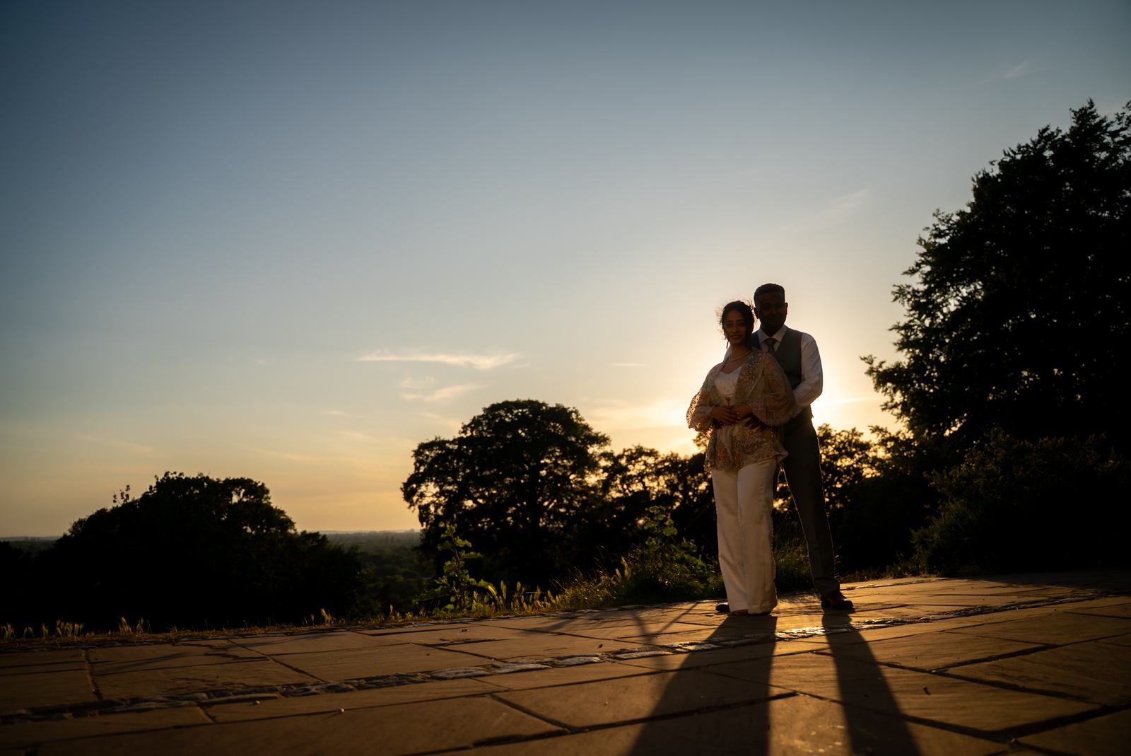 Couple on a terrace at sunset